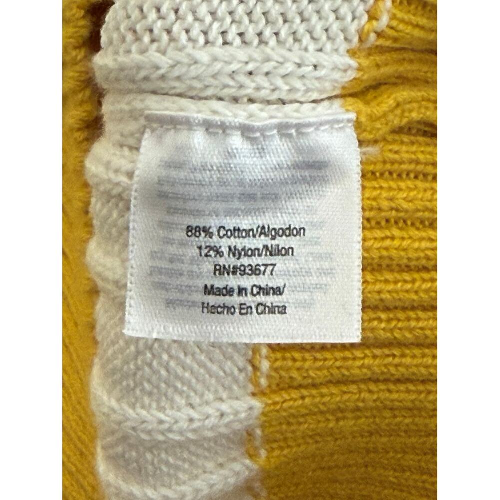 St. John's Bay Yellow Cream Stripe V-Neck Classic Cable Knit Sweater Size Large - Picture 5 of 5